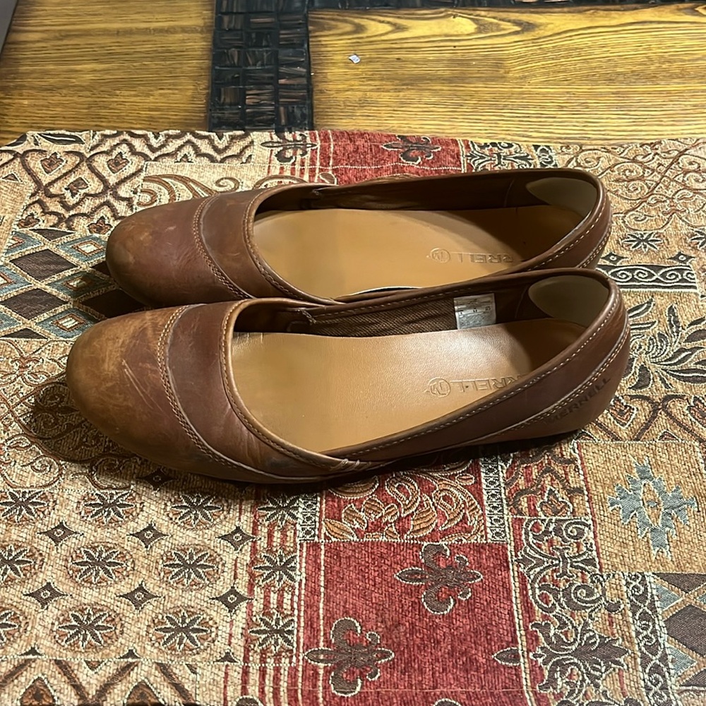 Merrell Brown Leather Flats Classic Loafers